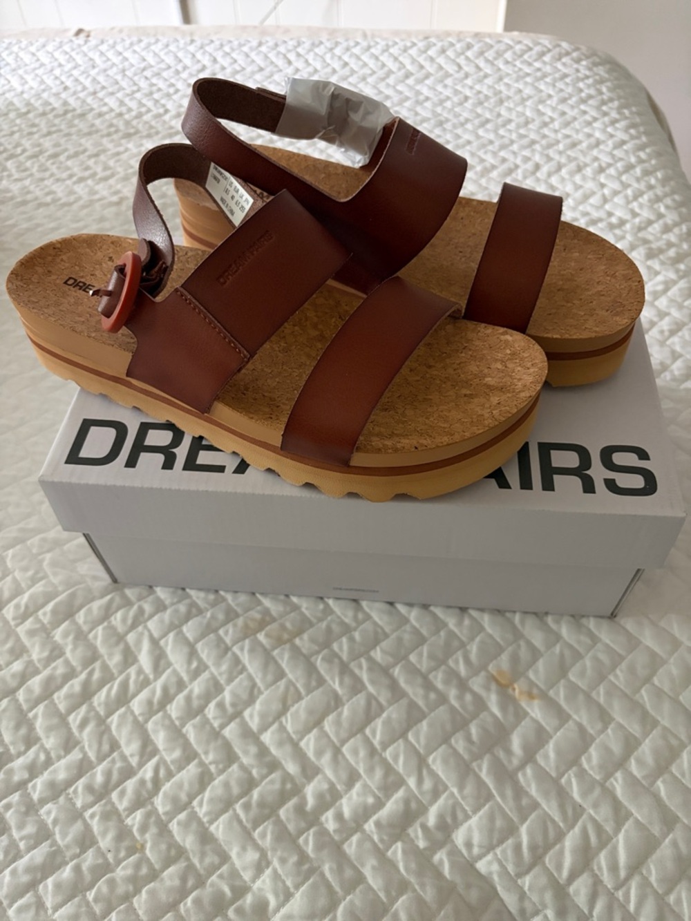 Dream Pairs Women’s Brown Platform Cork Sandals with Buckle 8.5 (New)